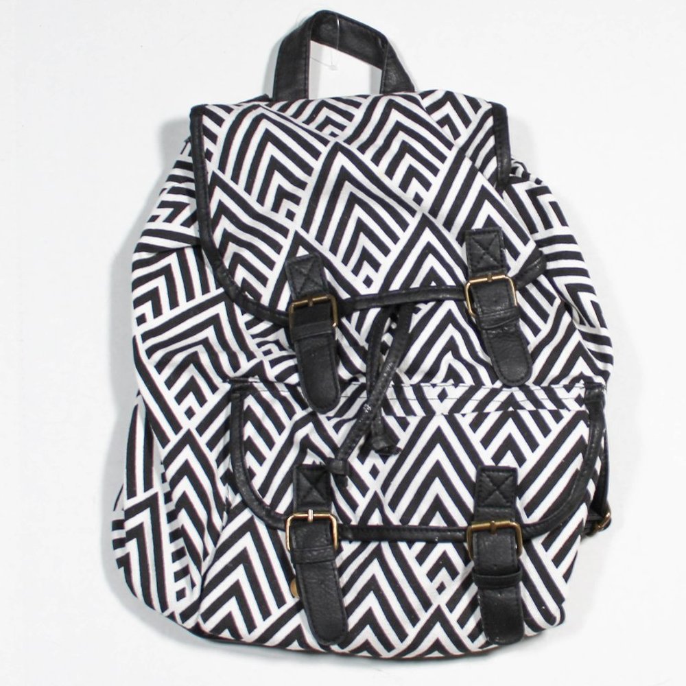 Black and White Chevron Print Backpack Bag